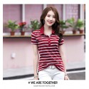 Women's Polo Shirt Striped Casual Green and Pink Sporty Thin