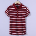 Women's Polo Shirt Striped Casual Green and Pink Sporty Thin