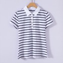 Women's Polo Shirt Striped Casual Green and Pink Sporty Thin