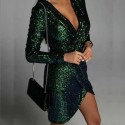 Womens Dark Green Elegant Prom Dress