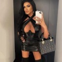 Sexy Leather Corset Womens Short Cross Dress