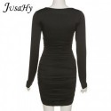 Short Simple Dress Sweetheart Neck Long Sleeve