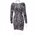 Bodycon Zebra Textured Tight Animal Print Dress