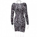 Vestido Bodycon Zebra Texturizado Apertado Estampa Animal