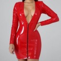 Long Maga Leather Zipper Tube Dress