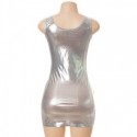 Metallic leather evening party dress