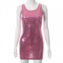 Metallic leather evening party dress