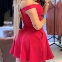 Mini vestido sensual vermelho com zíper e bolso para festa