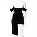 Black Velvet Short Dress Haoyuan Sweetheart Neckline