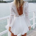 Dress Fashion Summer Beach White Lace Knitted Tulle