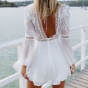 Vestido Moda Verão Praia Branco Renda Tricô de Tule