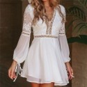 Dress Fashion Summer Beach White Lace Knitted Tulle
