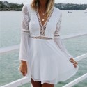 Dress Fashion Summer Beach White Lace Knitted Tulle