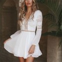 Vestido Moda Verão Praia Branco Renda Tricô de Tule