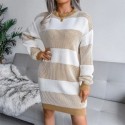 Womens Casual Striped Sweater Dress