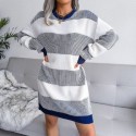 Womens Casual Striped Sweater Dress