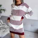 Womens Casual Striped Sweater Dress