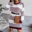 Womens Casual Striped Sweater Dress