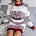 Womens Casual Striped Sweater Dress