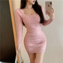 Embossed Thick Mesh Winter Dress Casual