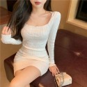 Embossed Thick Mesh Winter Dress Casual