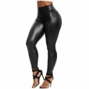 Calças Skinny Feminina de Legging Colada Couro Liso