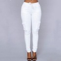 Womens White Jogger Pants with Cargo Skinny Pockets