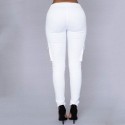 Womens White Jogger Pants with Cargo Skinny Pockets