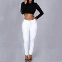 Womens White Jogger Pants with Cargo Skinny Pockets