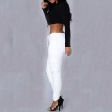 Womens White Jogger Pants with Cargo Skinny Pockets