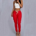 Womens White Jogger Pants with Cargo Skinny Pockets