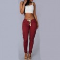 Womens White Jogger Pants with Cargo Skinny Pockets