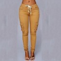 Womens White Jogger Pants with Cargo Skinny Pockets