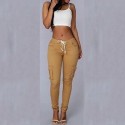 Womens White Jogger Pants with Cargo Skinny Pockets