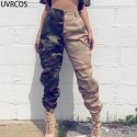 uvrcos women pants new camouflage pants with high waist pockets and hipster safari style button