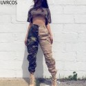 uvrcos women pants new camouflage pants with high waist pockets and hipster safari style button