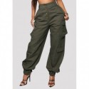 Womens Twill Pants Jogger Wide Legs