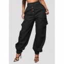 Womens Twill Pants Jogger Wide Legs