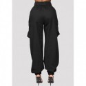 Womens Twill Pants Jogger Wide Legs