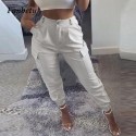 Calça Feminina com Bolsos Grandes Jogger Casual Sarja