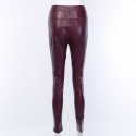 Calça Preta de Couro Crocodilo Casual Skinny em Legging