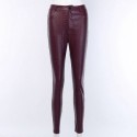 Calça Preta de Couro Crocodilo Casual Skinny em Legging