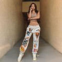 Calça Retro 90s Feminina Rosa com Emojis StreetWear Jogger