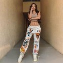 Retro hip hop 90s women casual pants loose color street high waist pocket pants plus size autumn and winter sports pants