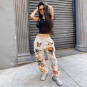 Retro hip hop 90s women casual pants loose color street high waist pocket pants plus size autumn and winter sports pants