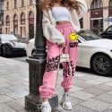 Retro hip hop 90s women casual pants loose color street high waist pocket pants plus size autumn and winter sports pants
