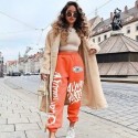 Retro hip hop 90s women casual pants loose color street high waist pocket pants plus size autumn and winter sports pants