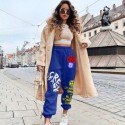 Retro hip hop 90s women casual pants loose color street high waist pocket pants plus size autumn and winter sports pants