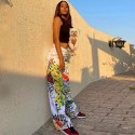 Calça Larga Feminina Casual Estampada Grafite Urbano