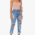 Jeans rasgado Feminino StreetWear Casual